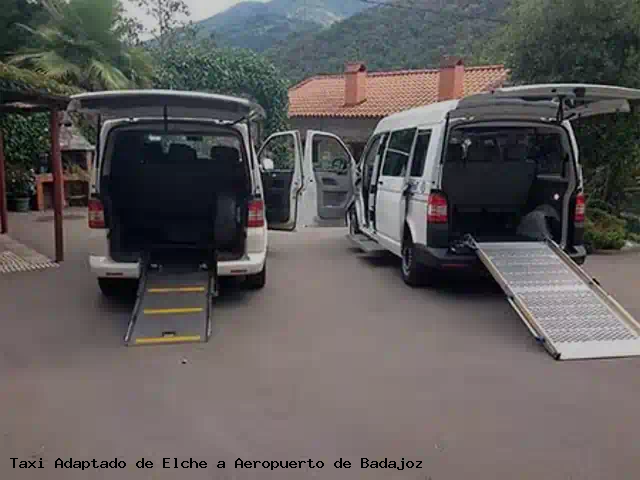 Taxi adaptado de Aeropuerto de Badajoz a Elche